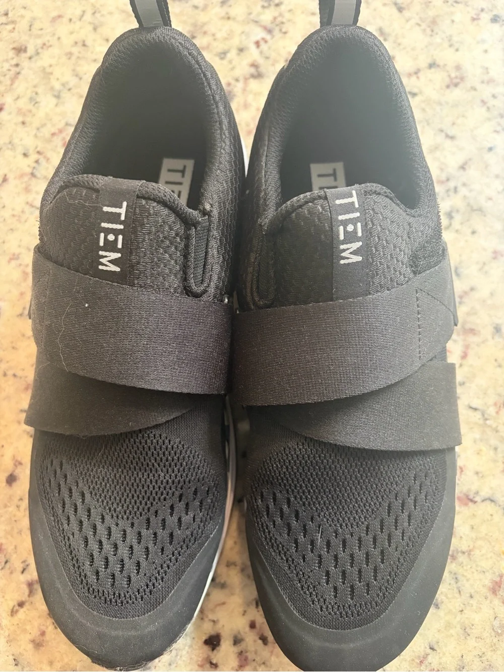 TIEM Black Slip-On Ankle Booties with Stretch Strap